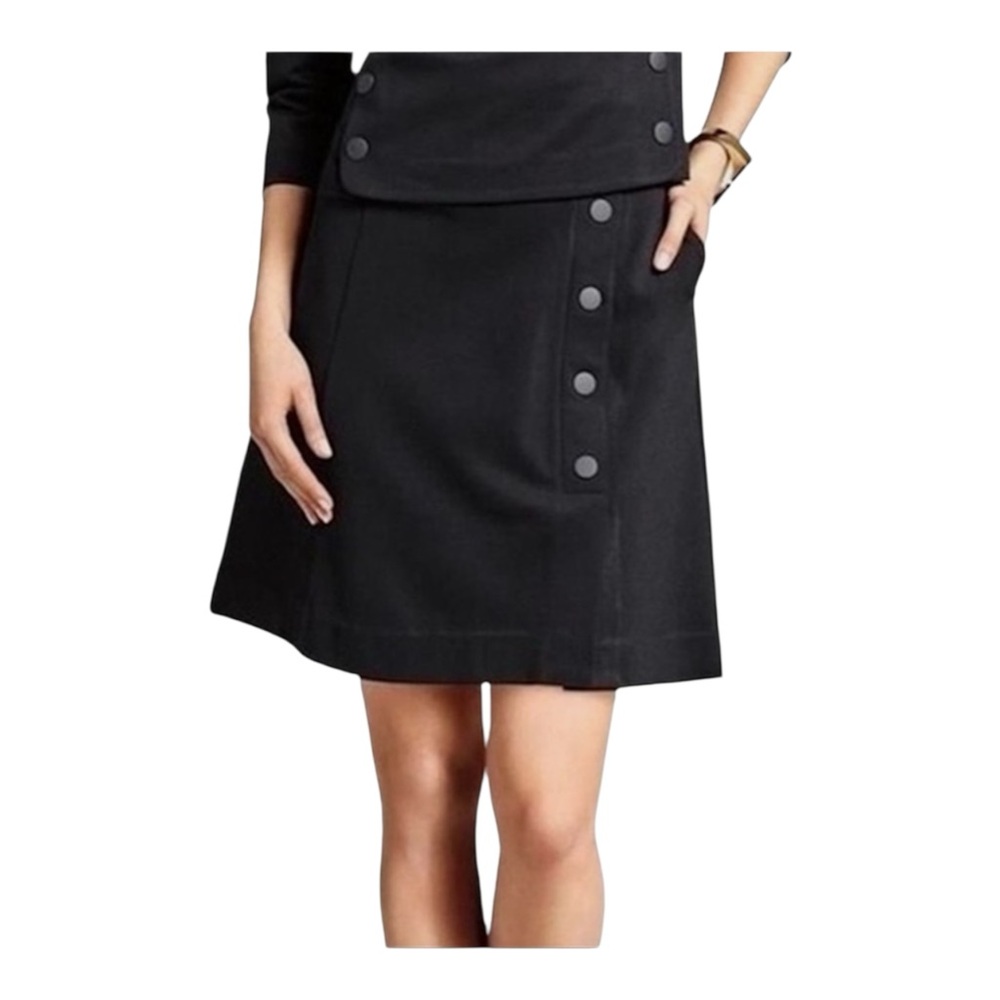 Cabi Black Ponte Utility A-Line Skirt